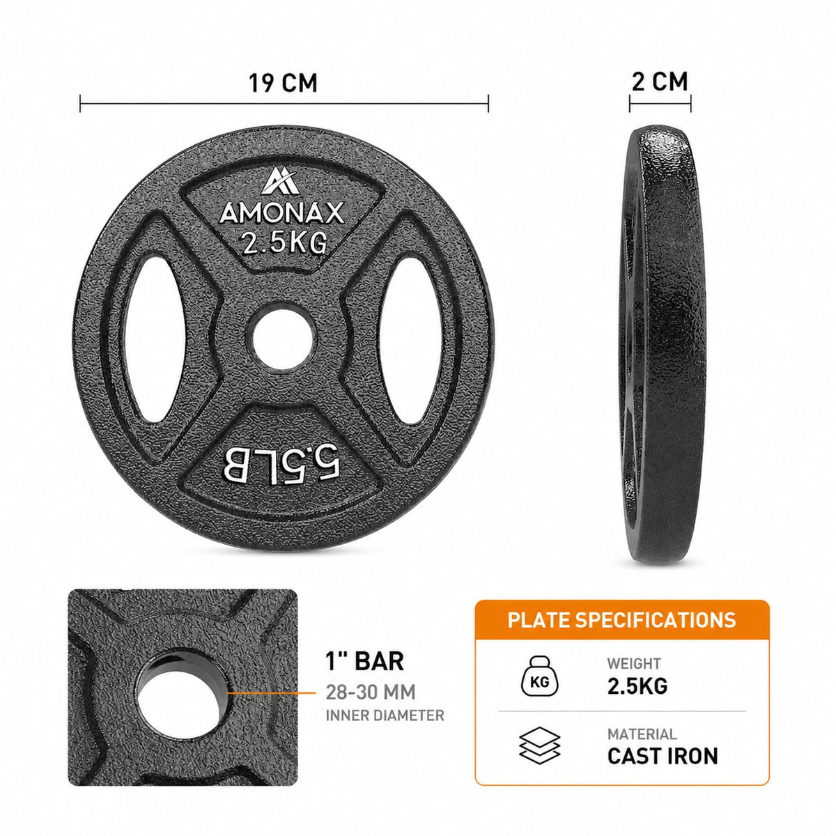 Cast Iron Standard Weight Plates – 1 Inch Set