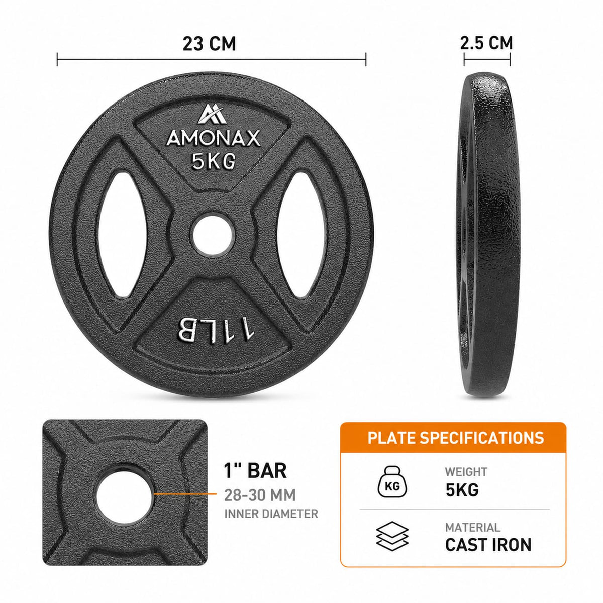 Cast Iron Standard Weight Plates – 1 Inch Set