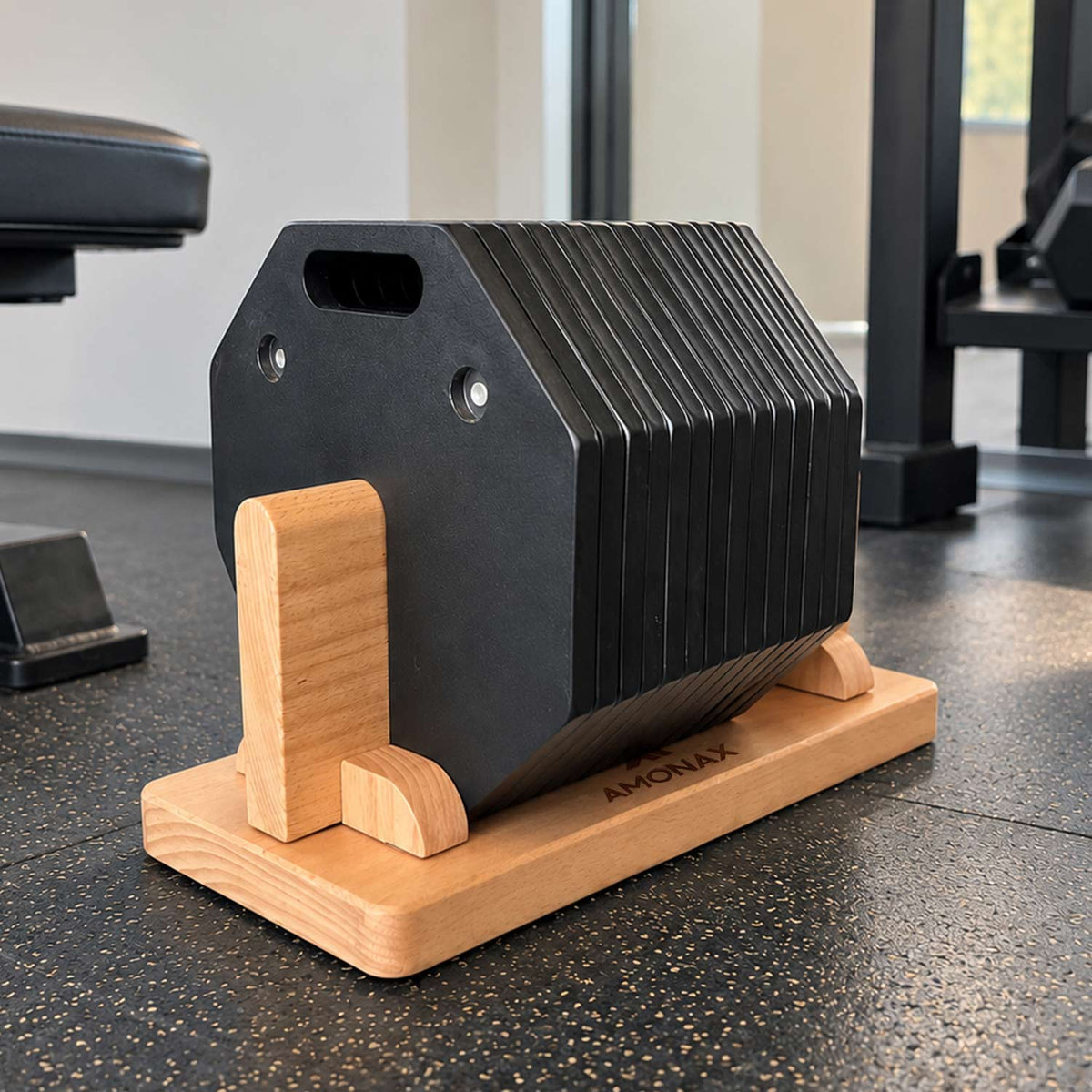 AMONAX adjustable dumbbell plate storage rack