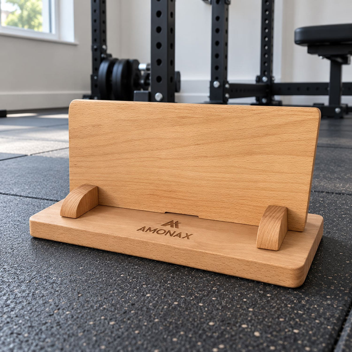 Quick-Change dumbbell weight plates organised on storage rack