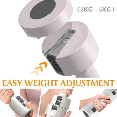 Adjustable Dumbbells Weight Set (2KG - 5KG), Off-White