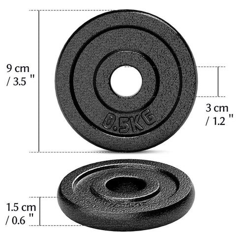 1 inch 2 x 0.5 KG Set Cast Iron Dumbbell Weight Plates